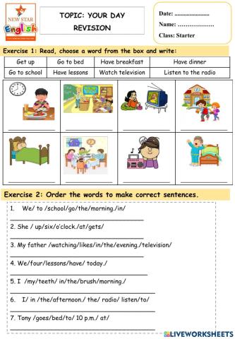 Starters- Your day- Revision