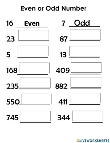 Even and Odd numbers