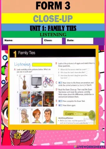 Close up unit 1 family ties listening part 1