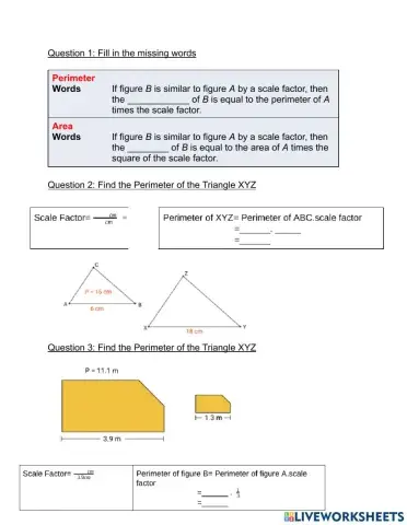 Perimeter and Area of similar figures