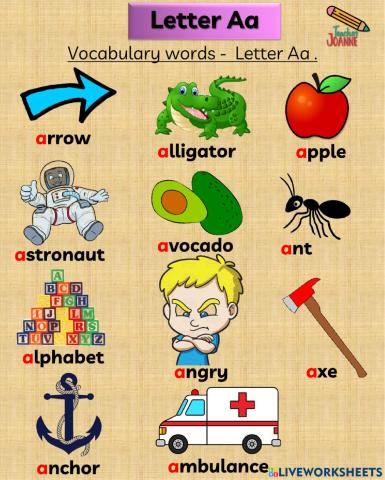 Letter Aa - letter recognition and vocabulary