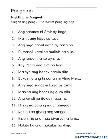 Pagkilala sa Pang-uri