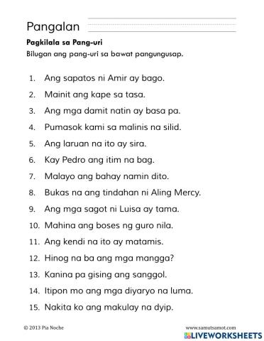 Pagkilala sa Pang-uri