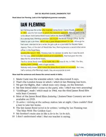 Day 50 Diagnostic test