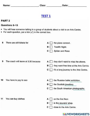 PET - Listening Practice - PART 2