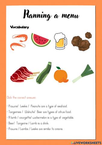 Planning a menu