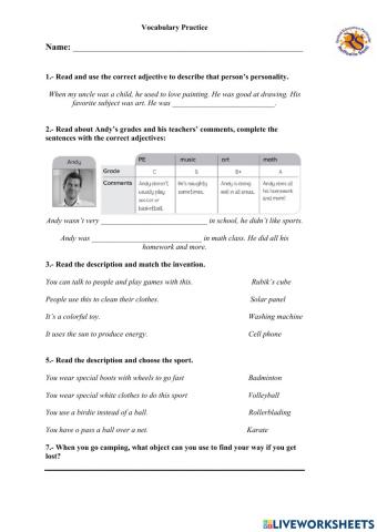 Vocabulary Practice