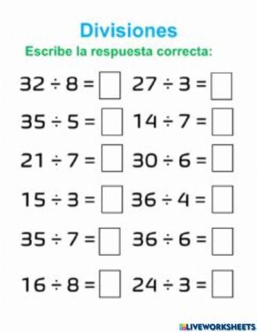 Ejercicios de Divisiones