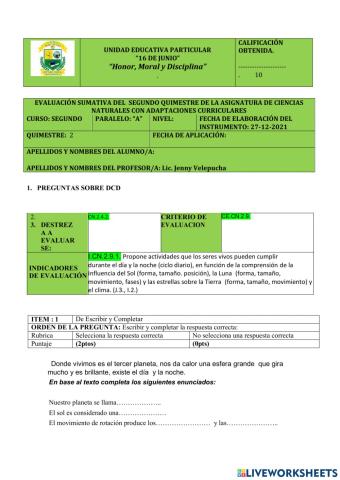 Evaluacion qimestral