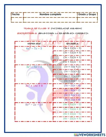 Factorización ax2+bx+c
