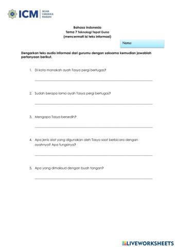 Bahasa Indonesia tema 7 Latihan mencermati isi teks