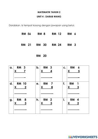 Matematik Tahun 2 (Darab Wang)