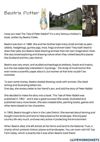 Beatrix Potter Comprehension