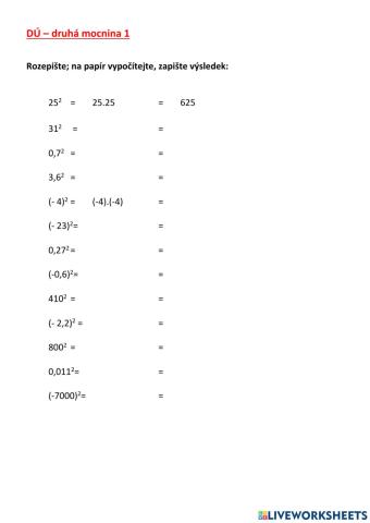 Úvod-druhá mocnina