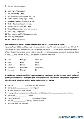 Repetytorium test Unit 1