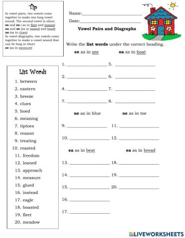 Vowel Pairs and Diagraphs