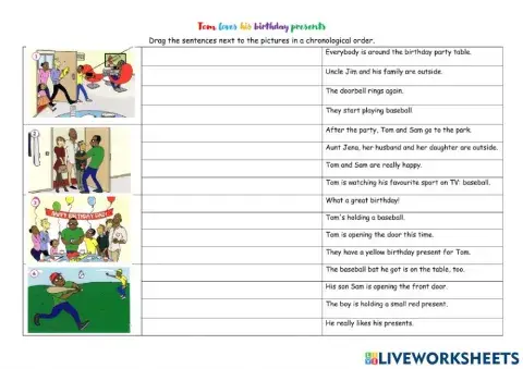 Story - Tom loves his birthday presents