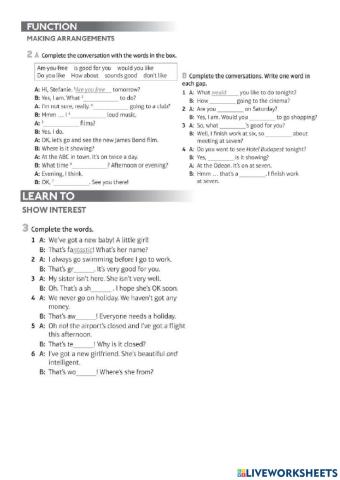 Making arrangements & Showing interest