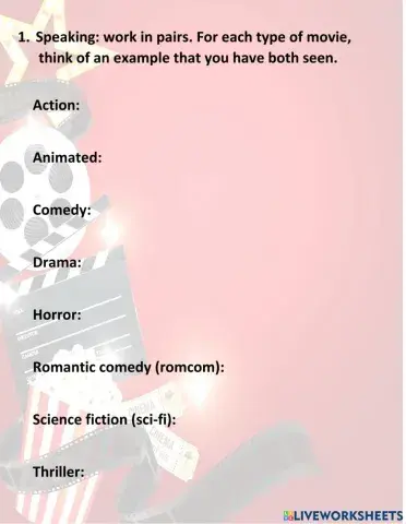 Speaking activity, movies