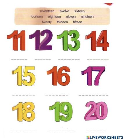 Numbers 11 to 20