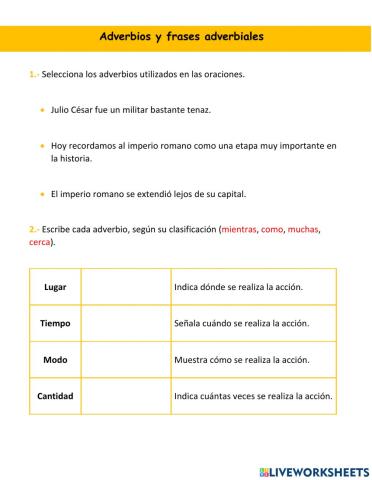 Adverbios y frases adverbiales