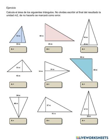 Cálculo del área del triángulo