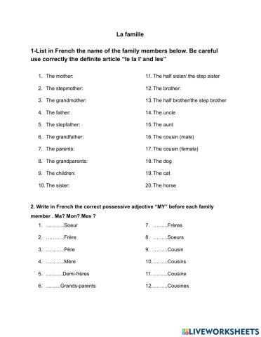 la famille révision des membres 
