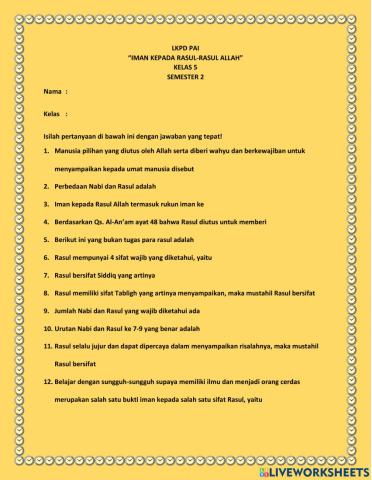 Iman Kepada Rasul Allah