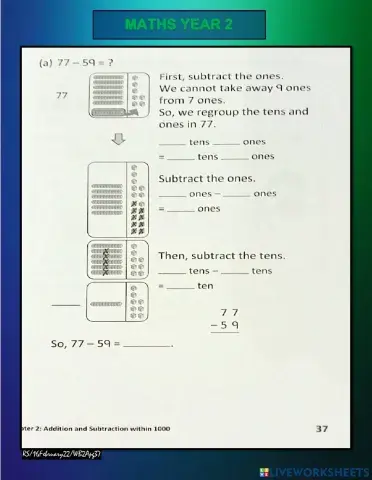 Subtraction with regrouping WB page 37&38
