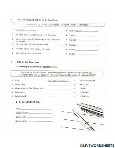 Extra Übungen zum Thema Familie