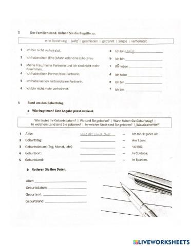 Extra Übungen zum Thema Familie