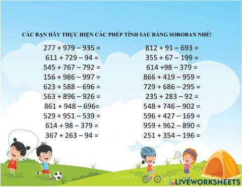 Cộng trừ hàng trăm