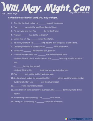 Will, May, Might, Can