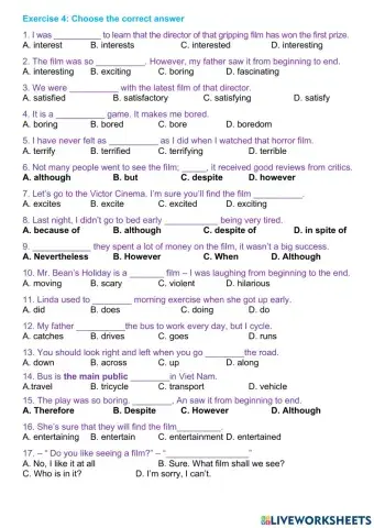 Unit 8+7 - Films - grammar 3