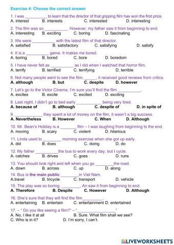 Unit 8+7 - Films - grammar 3