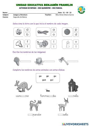 Taller repaso enguaje 2do quiestre