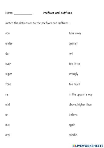 Prefixes and Suffixes