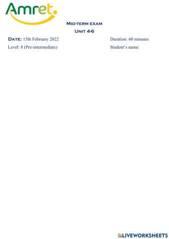 Mid-term Exam Level 8 (English for Business)