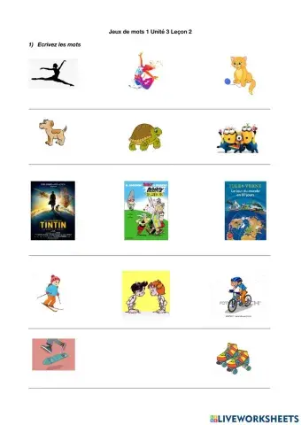 Jeux de mots 1 unité 2 leçon 3