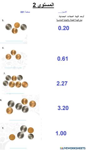 قيمة العملات المعدنية و الأوراق المعدنية