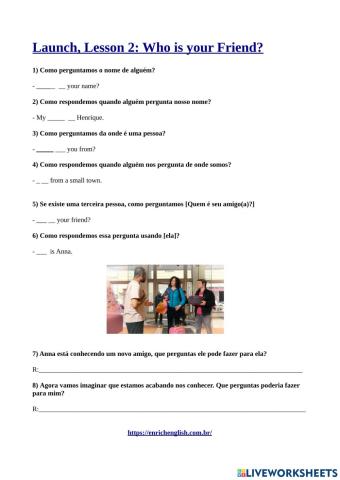 Launch Lesson 2 Who is your friend?