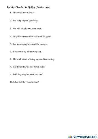 Passive voice (with 5 tenses)