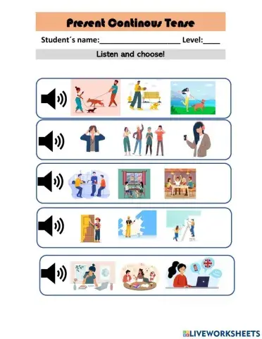 Present continous: Listen and click