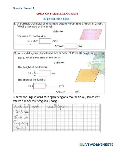 The area of parallelogram