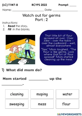 Watch out for germs - worksheet 2