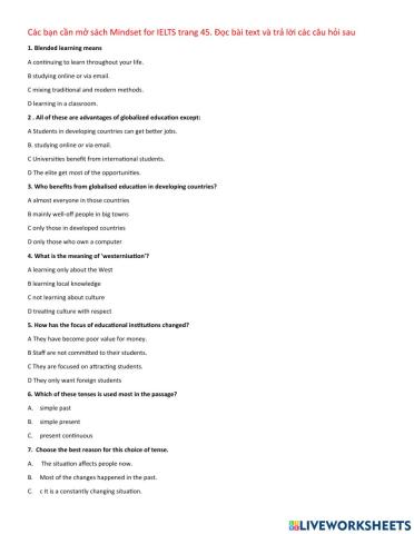 Mindset for IELTS U3-Reading