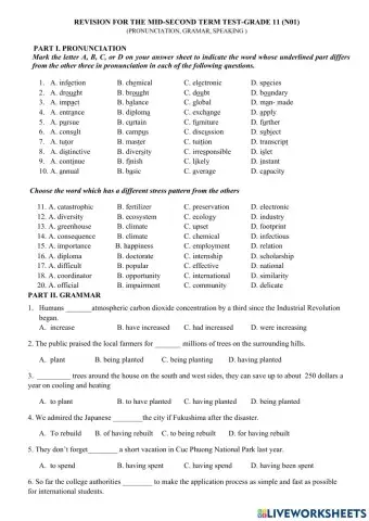 Revision for the mid-second term test-grade 11 (n01)