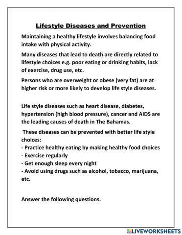 Lifestyle Diseases and Prevention