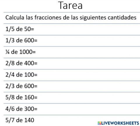 Fracción de cantidades