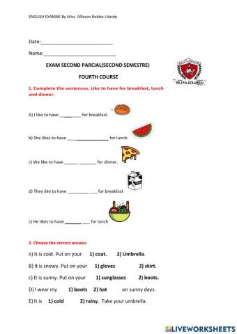 Fourth exam segundo quemestre